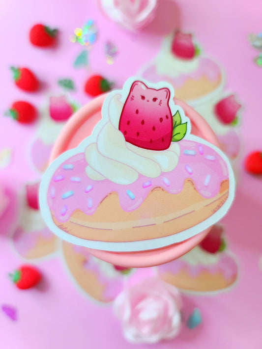 Strawberry Shortcat Donut Sticker
